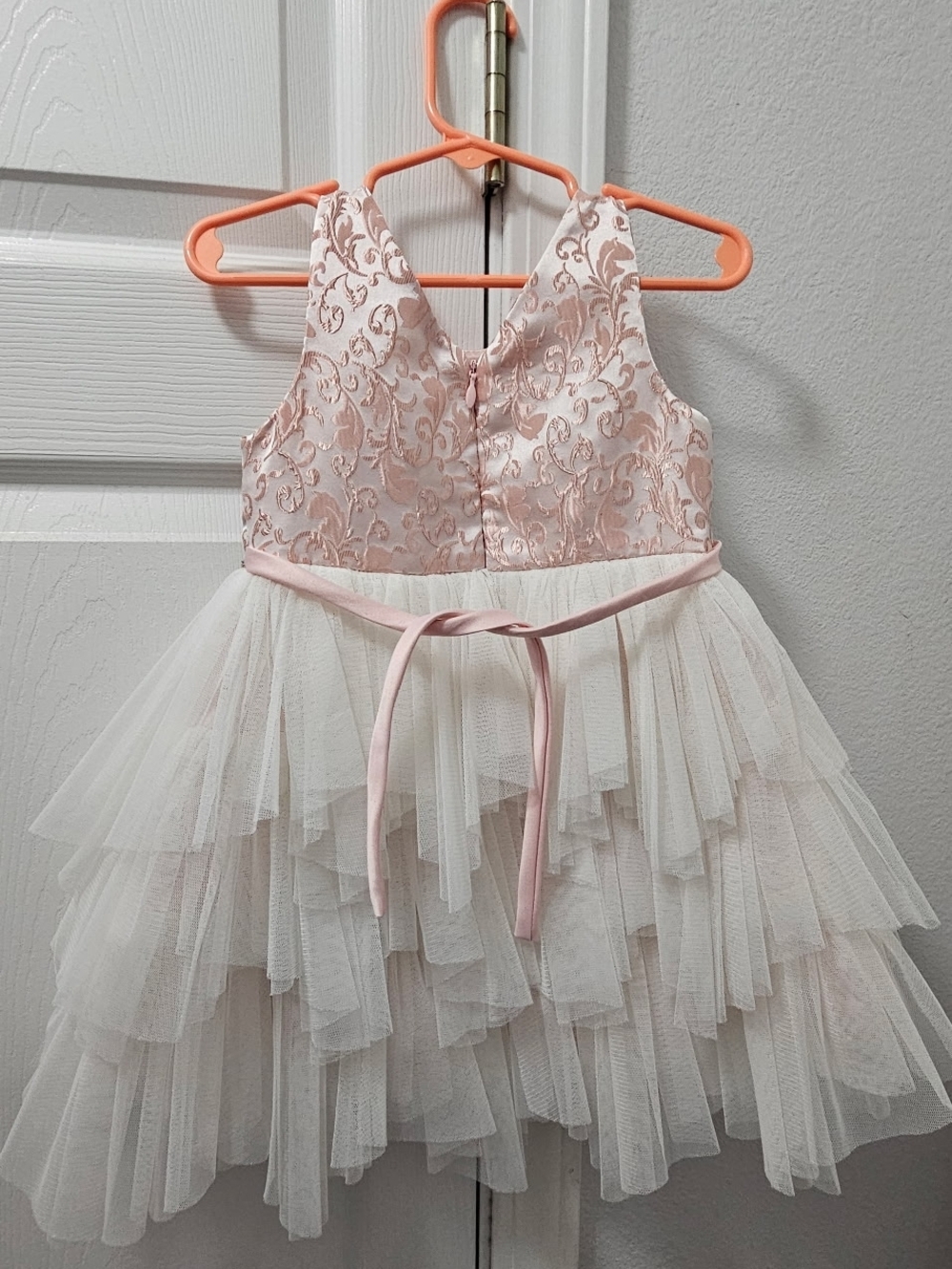 American Princess Blush Pink Jacquard Floral Party Dress